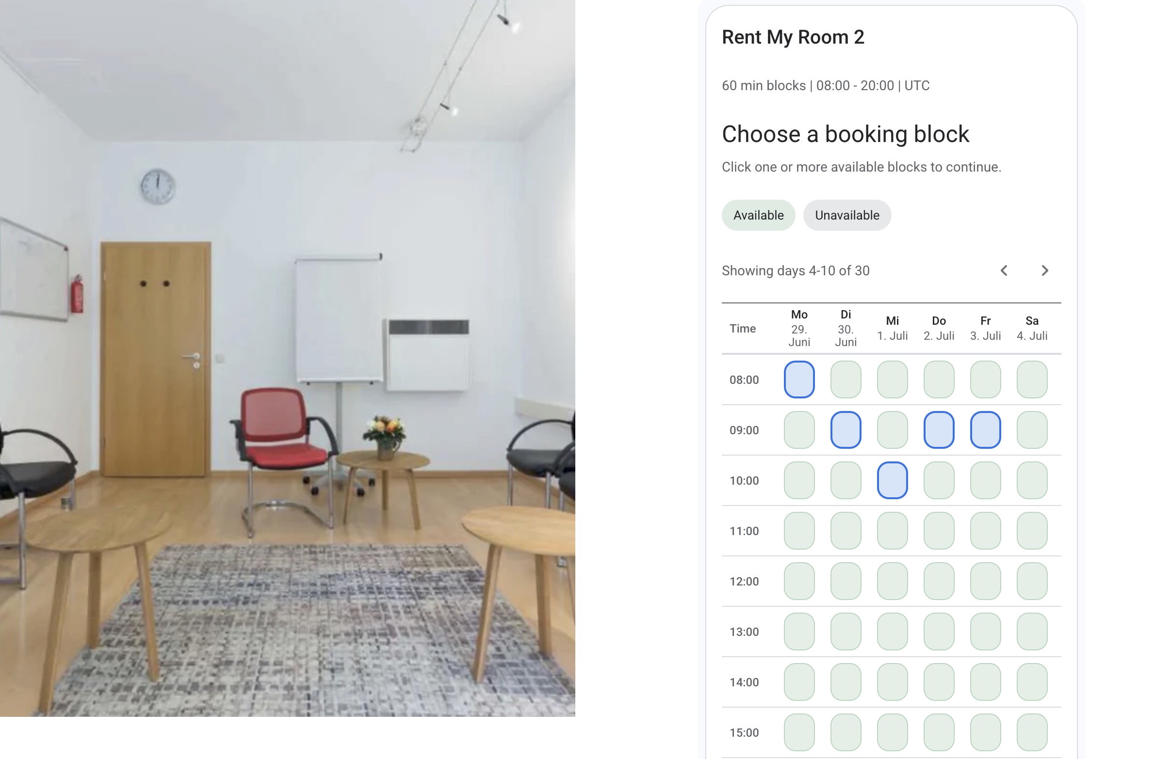 RentSpaceApp Mobile Booking Interface